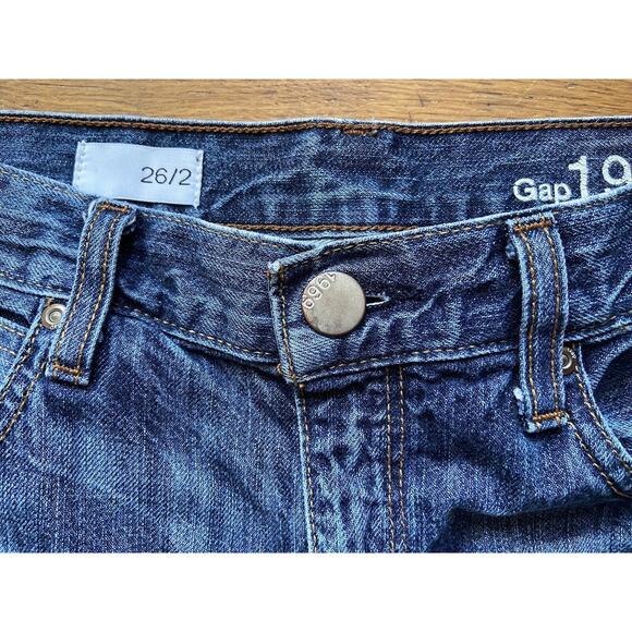 GAP 1969 Distressed Mid-Rise Blue Denim Jeans sz 26/2 (actual w33") - Picture 3 of 7